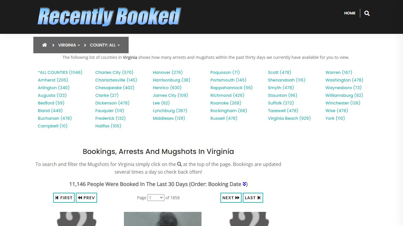Recent bookings, Arrests, Mugshots in Virginia - Recently Booked